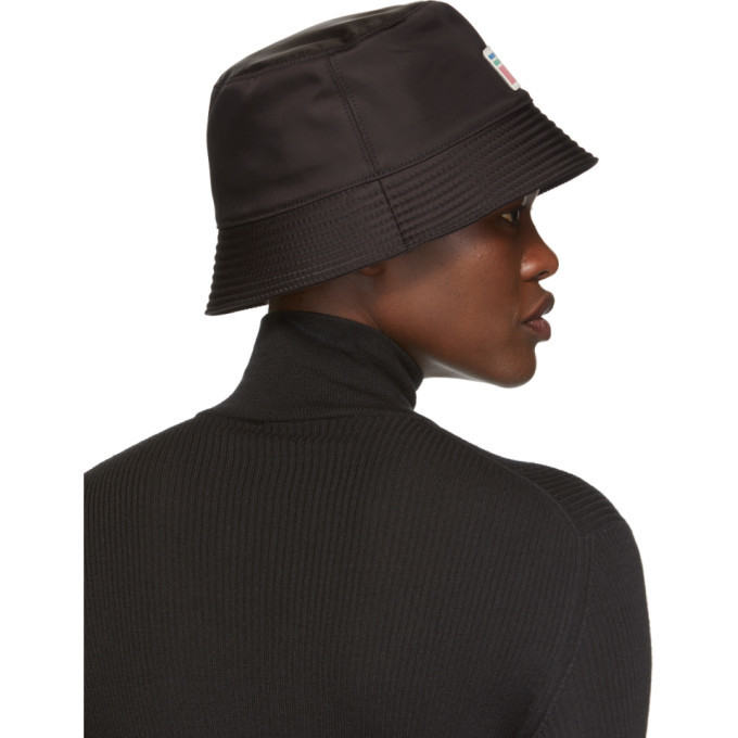Prada Black Nylon Logo Bucket Hat Prada