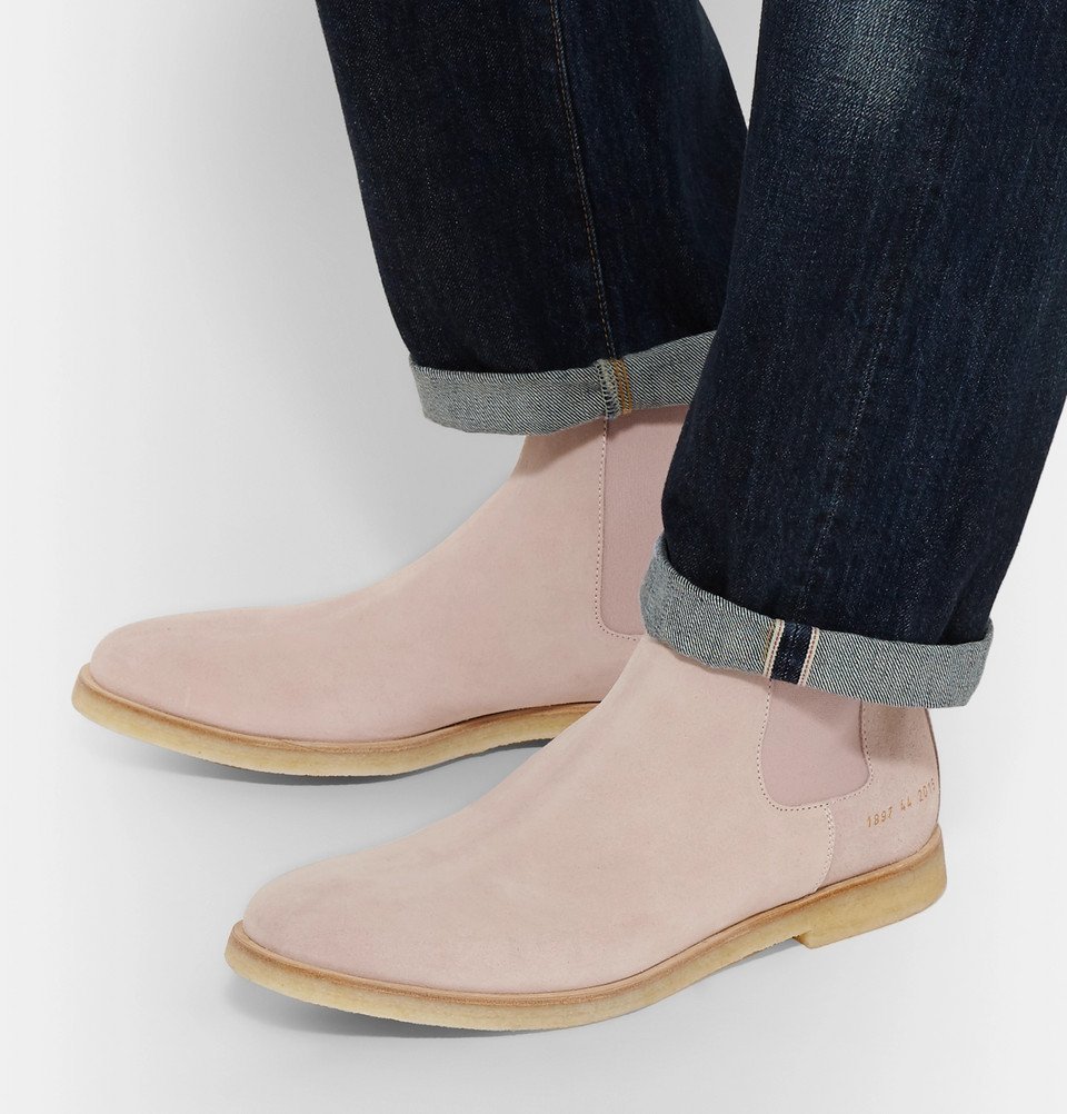 pink suede chelsea boots mens