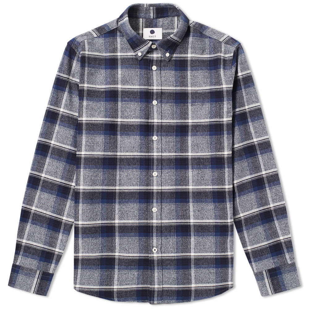 NN07 New Derek Flannel Check Shirt Blue NN07