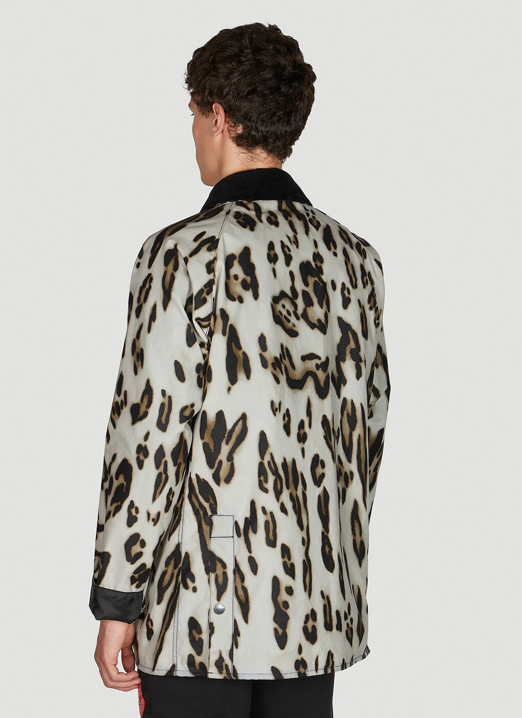 x Barbour Wight Leopard Print Waxed Jacket in White Moncler