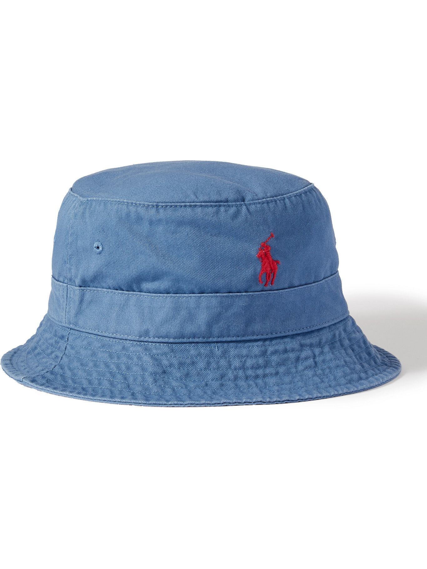 POLO RALPH LAUREN - Logo-Embroidered Cotton-Twill Bucket Hat - Blue ...