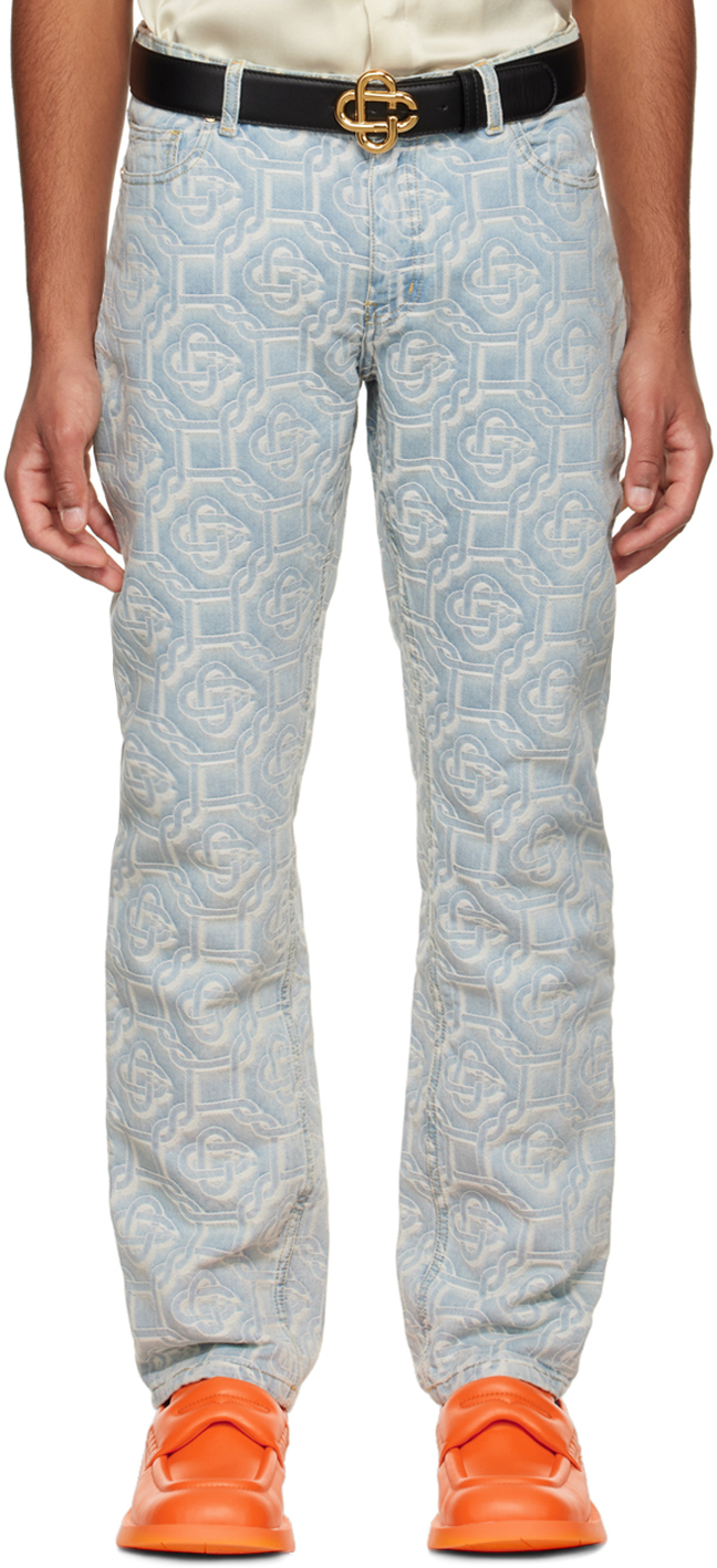 Photo: Casablanca Blue Bleached Classic Monogram Jeans