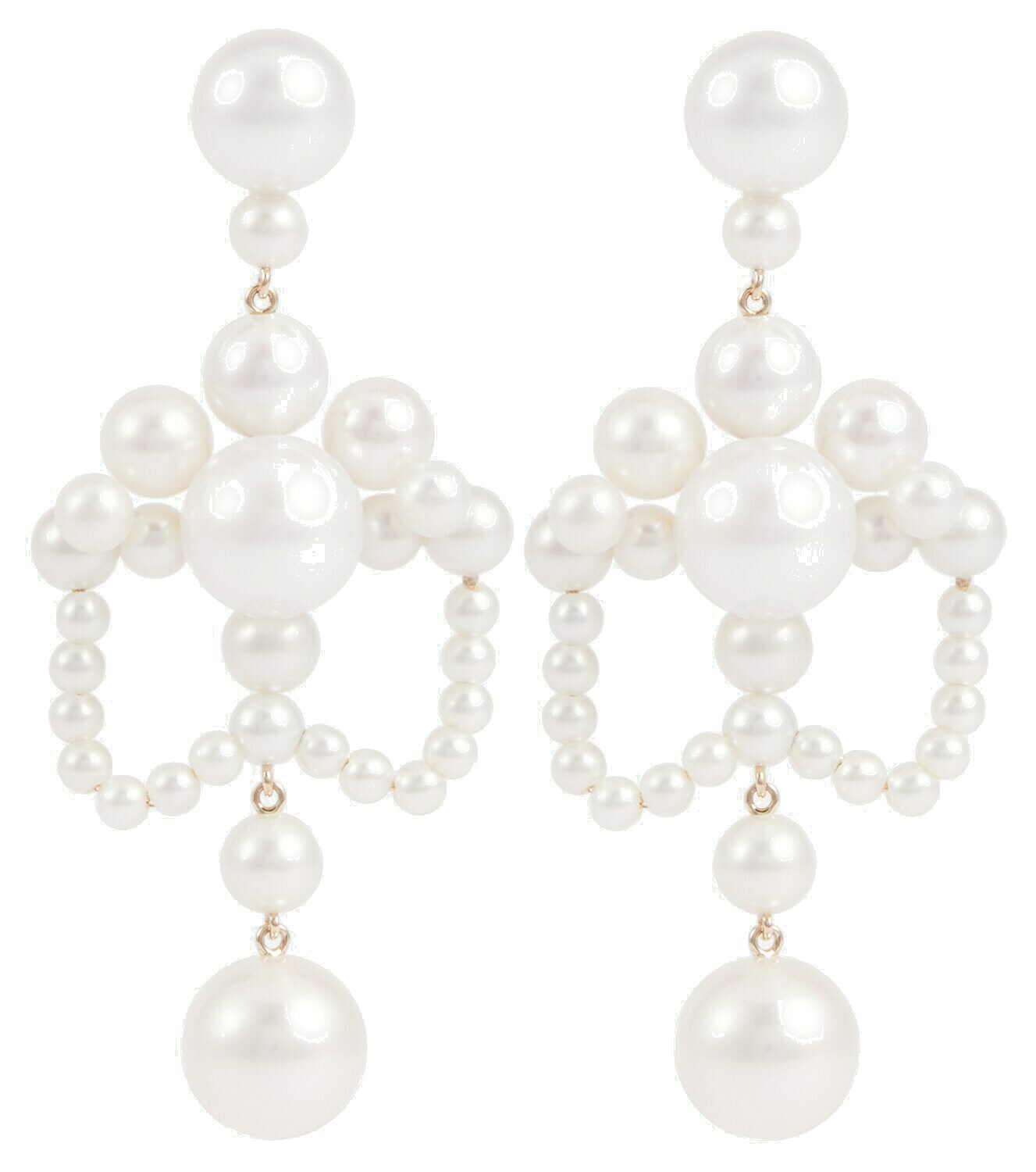 Sophie Bille Brahe - Grand Chateau de Perles 14kt gold earrings with ...