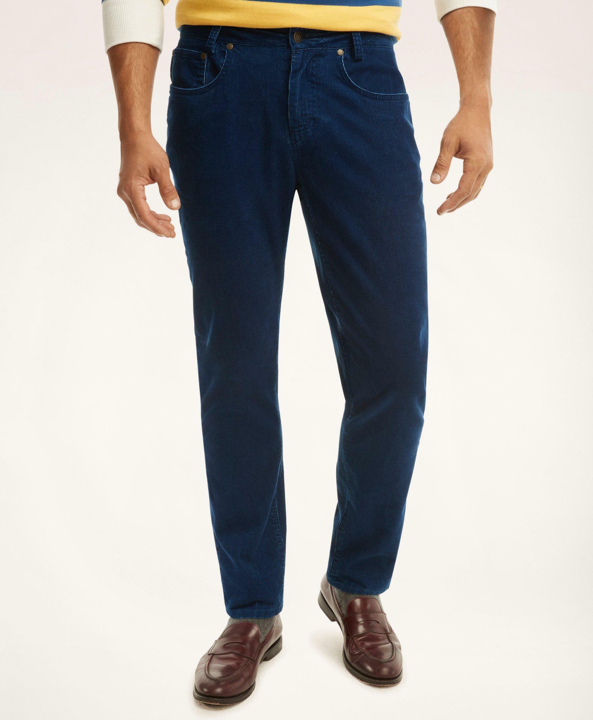 Photo: Brooks Brothers Men's Medium Wale Indigo-Dyed 5-Pocket Corduroy Pants