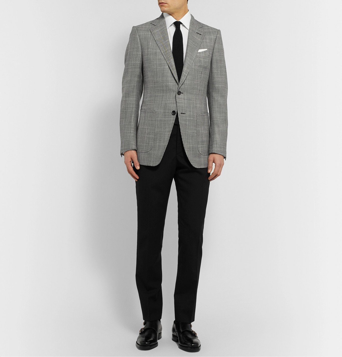 TOM FORD - O'Connor Slim-Fit Houndstooth Wool, Mohair and Silk-Blend Blazer  - Gray TOM FORD