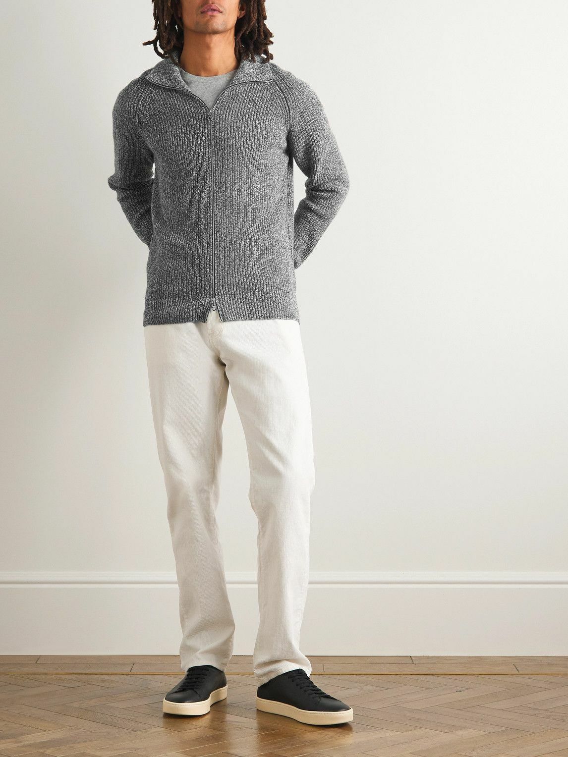 John Smedley - Thatch Recycled Cashmere and Merino Wool-Blend Zip-Up ...