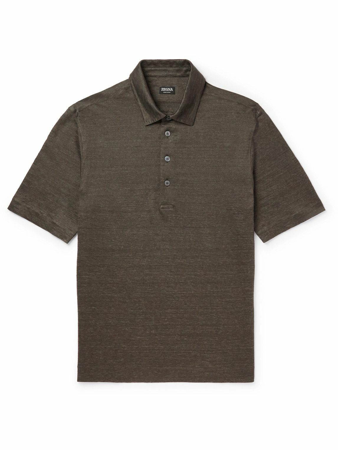 Zegna - Linen Polo Shirt - Brown Zegna