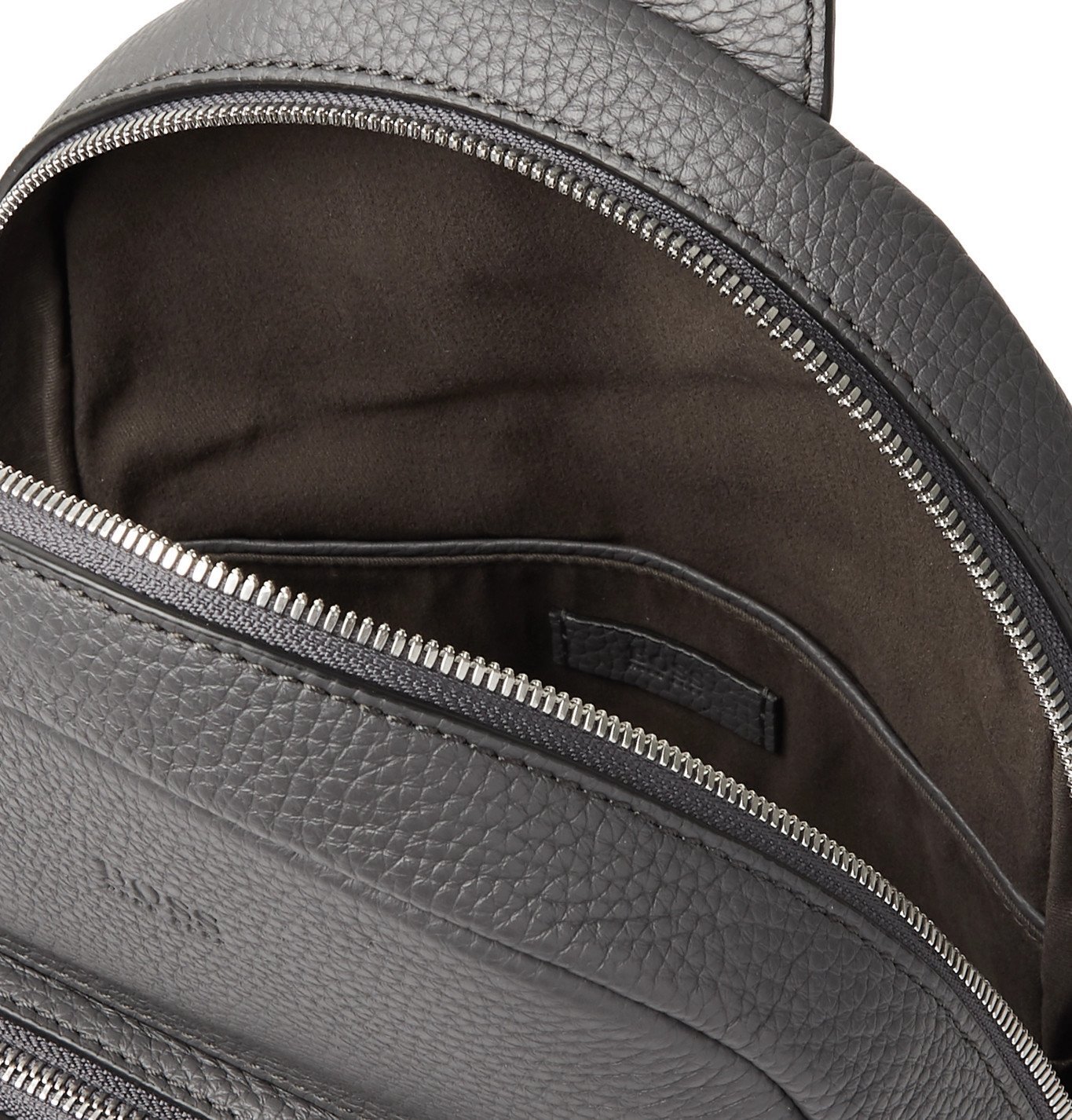 Hugo Boss - Crosstown Full-Grain Leather Backpack - Gray Hugo Boss