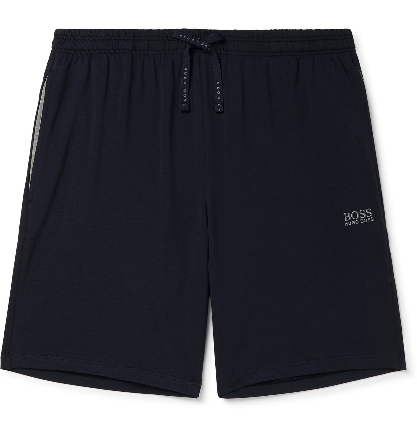 HUGO BOSS - Logo-Embroidered Stretch-Cotton Jersey Pyjama Shorts - Blue ...
