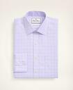 Brooks Brothers Men's Regent Regular-Fit Dress Shirt, Non-Iron Ultrafine Twill Ainsley Collar Grid Check | Violet