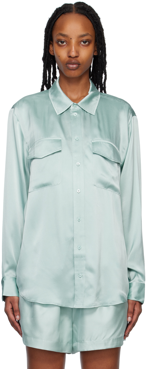 Silk Laundry Blue Boyfriend Shirt Silk Laundry
