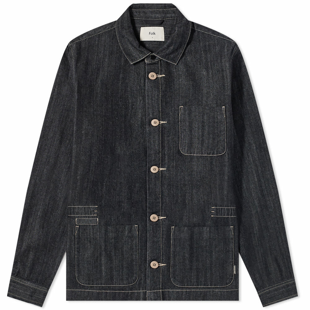 Folk Men's Denim Assembly Jacket in Black Denim Folk