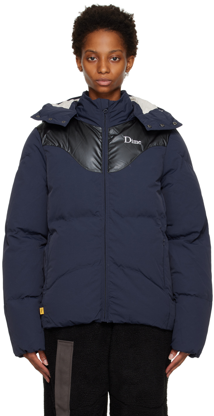 Dime Navy Contrast Puffer Jacket Dime