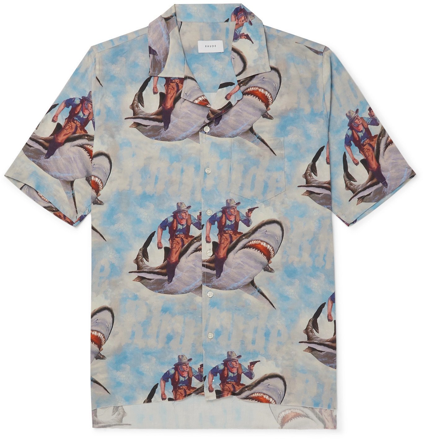 Rhude - Camp-Collar Printed Voile Shirt - Blue Rhude