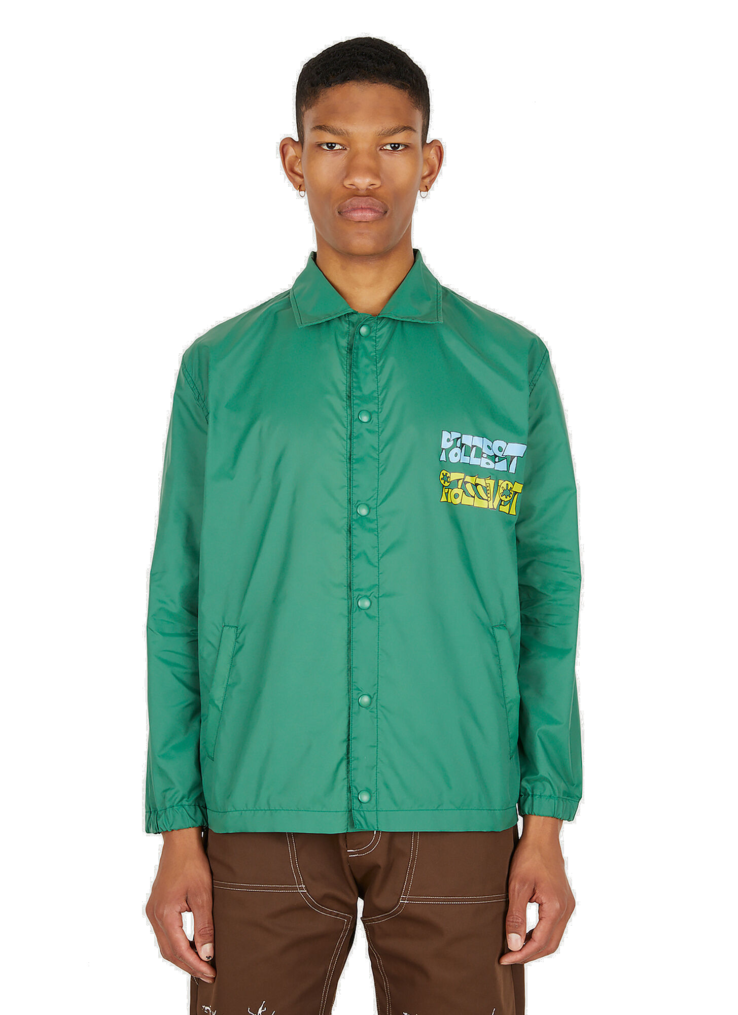 Photo: Logo Print Coach Jacket in Green