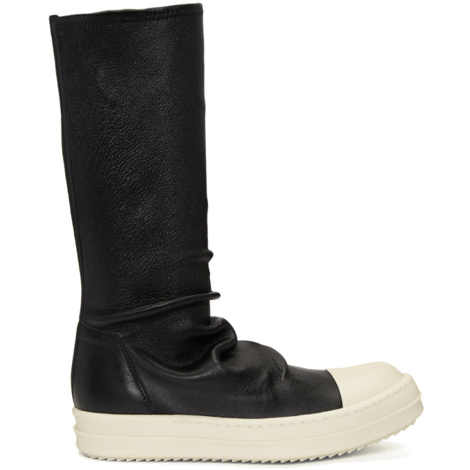 rick owens black and white boots