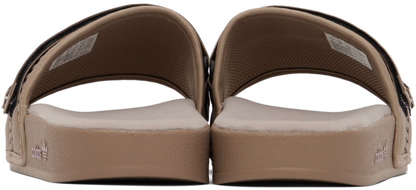 adidas originals adilette 2.0 retro sliders in chalky brown