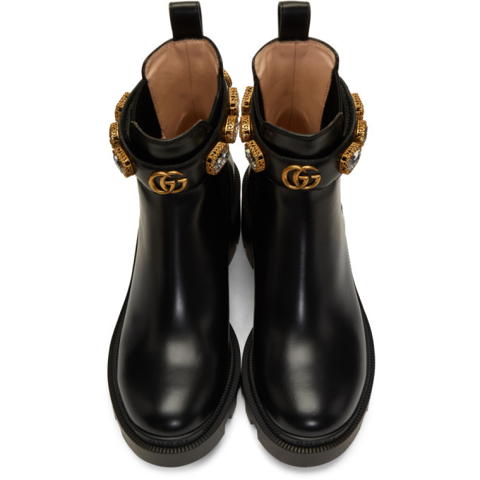 Gucci Black GG Crystal Boots Gucci