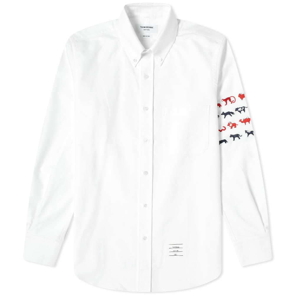 Stripe Embroidered Oxford Shirt Thom Browne