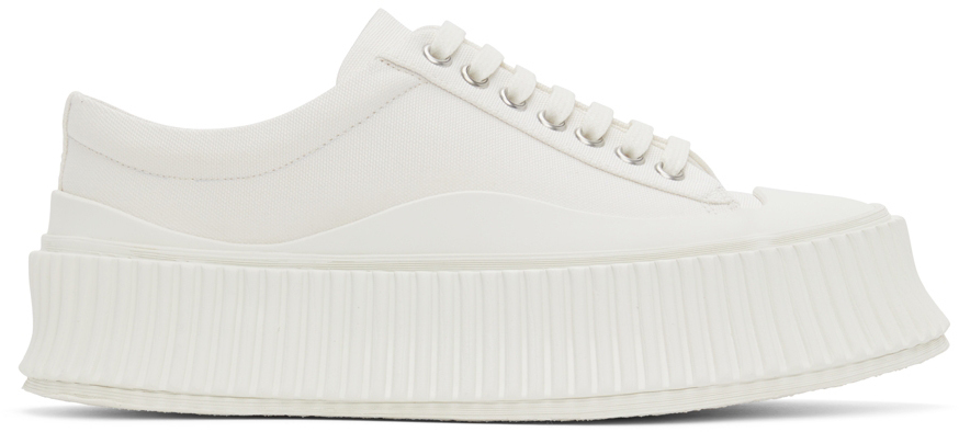 white canvas platform sneakers