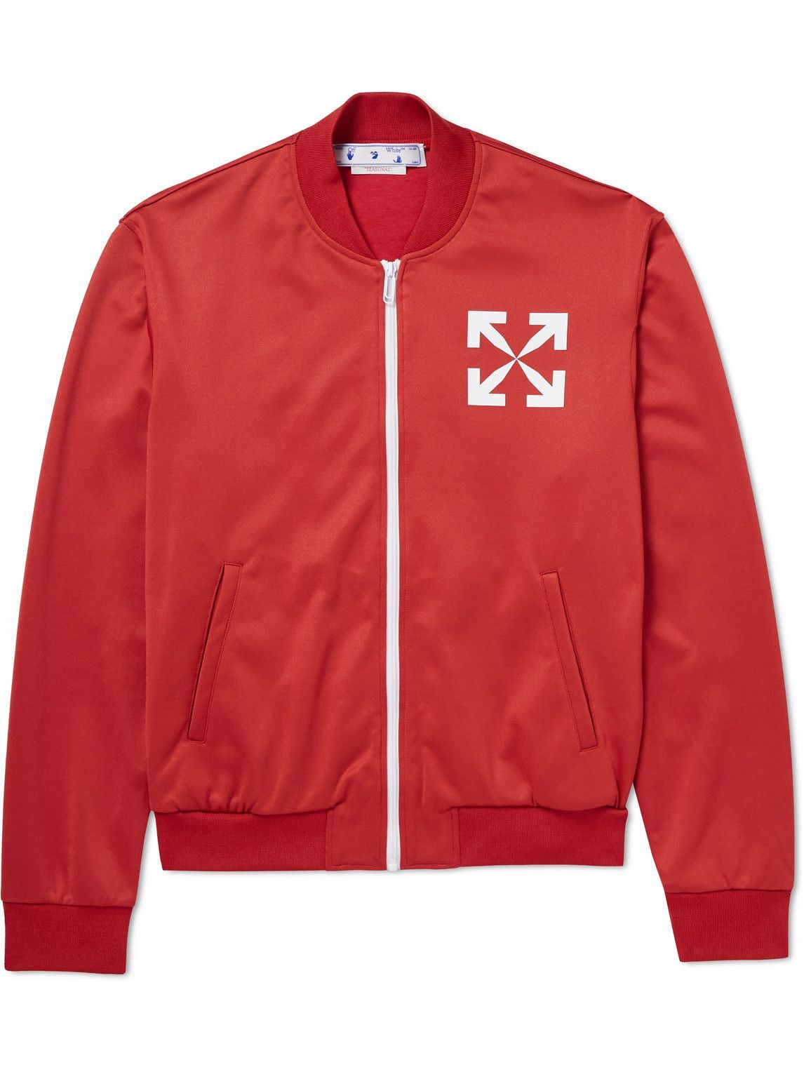 Off-White - Logo-Flocked Jersey Track Jacket - Red Off-White