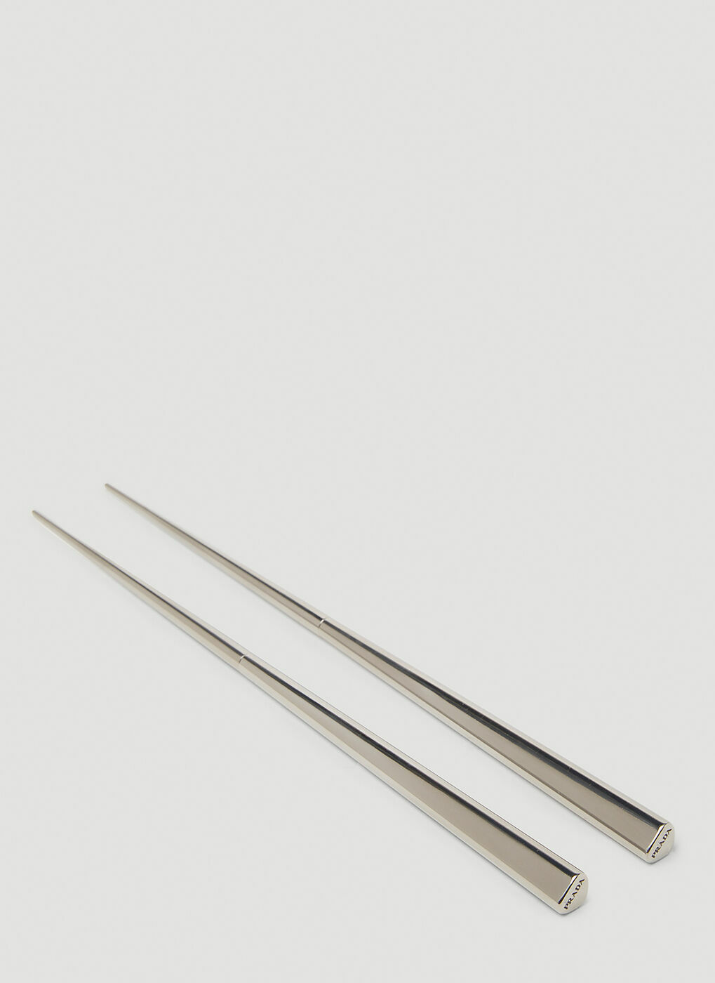 Logo Engraved Chopstick Set in White Prada