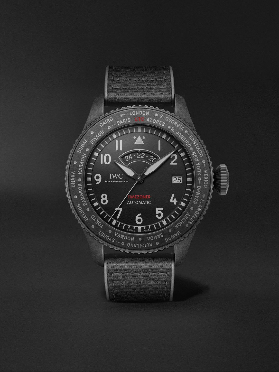 Photo: IWC Schaffhausen - Pilot's Watch Timezoner TOP GUN Limited Edition Automatic Ceratanium and Webbing Watch, Ref. No. IW395505