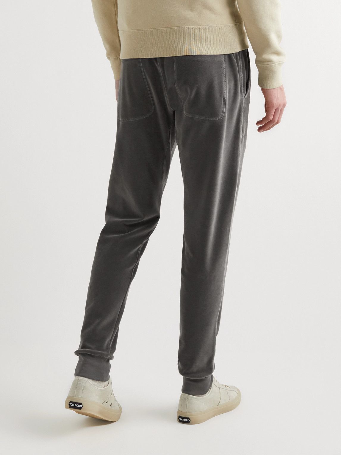 TOM FORD - Tapered Cotton-Blend Velour Sweatpants - Gray TOM FORD