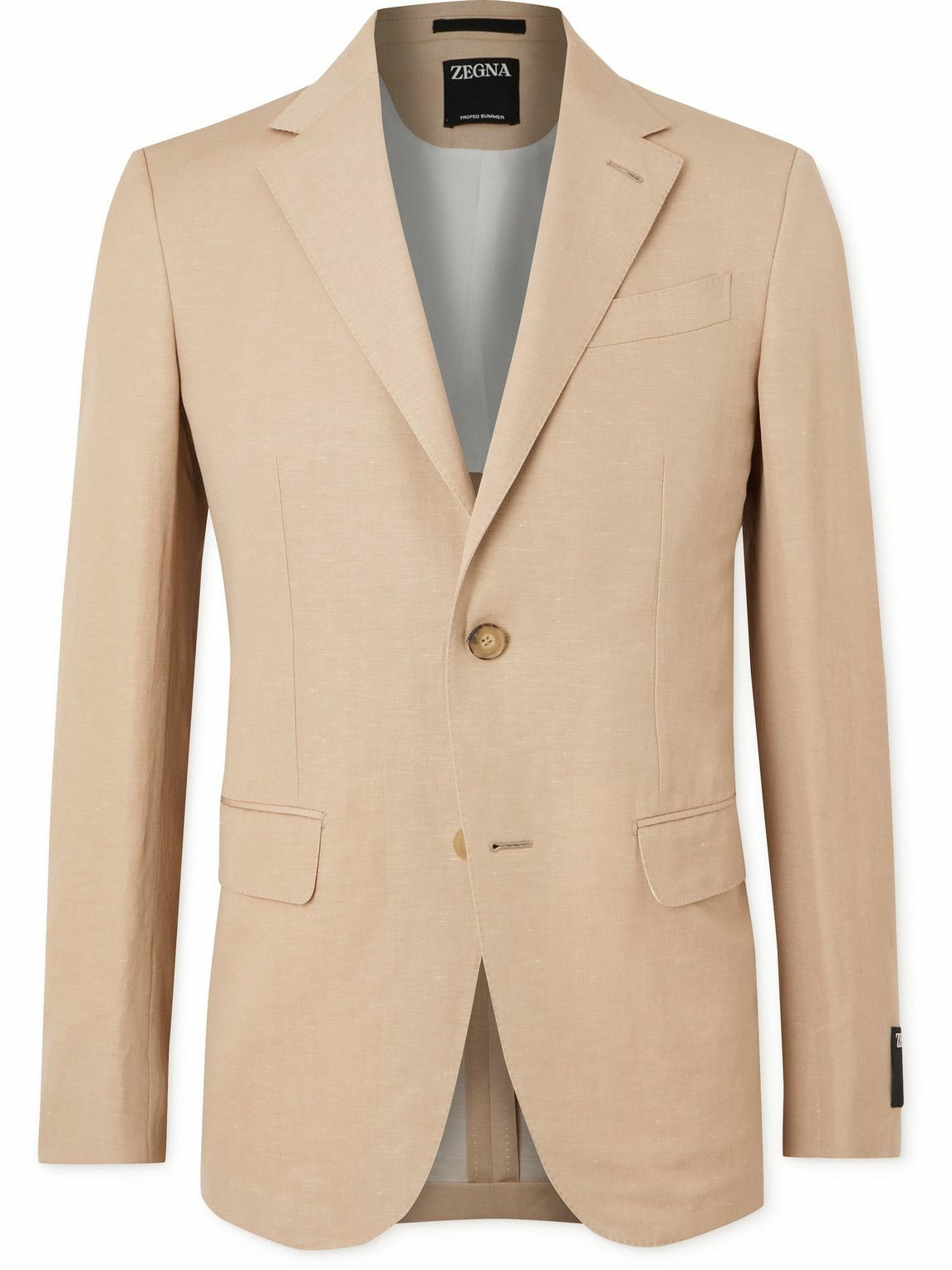 Zegna Wool and LinenBlend Suit Jacket Neutrals Zegna