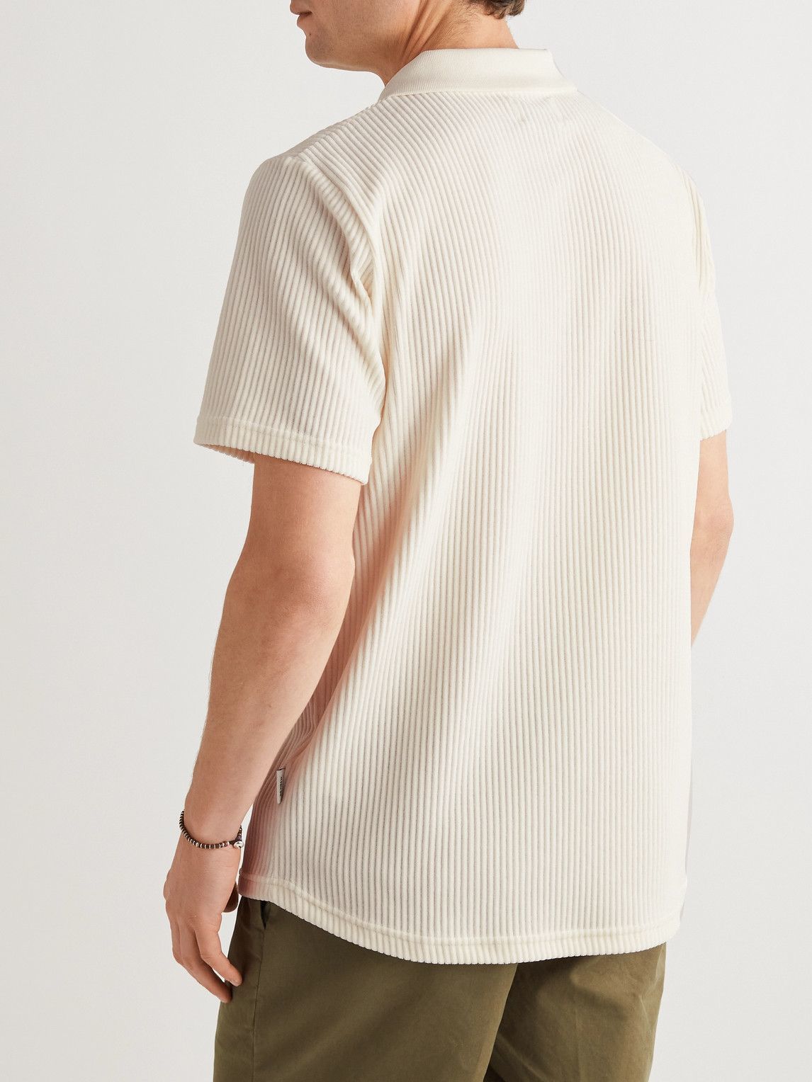 Oliver Spencer - Tabley Ribbed Organic Cotton-Blend Velour Polo Shirt - White