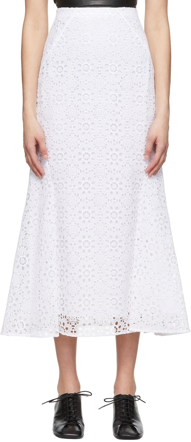 Erdem White Ivetta Midi Skirt Erdem