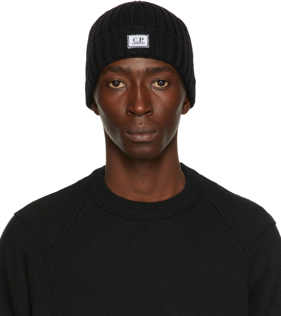 C.P. Company Black Logo Beanie C.P. Company