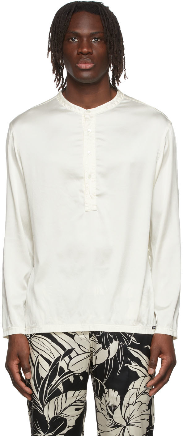 TOM FORD Off-White Silk Henley TOM FORD