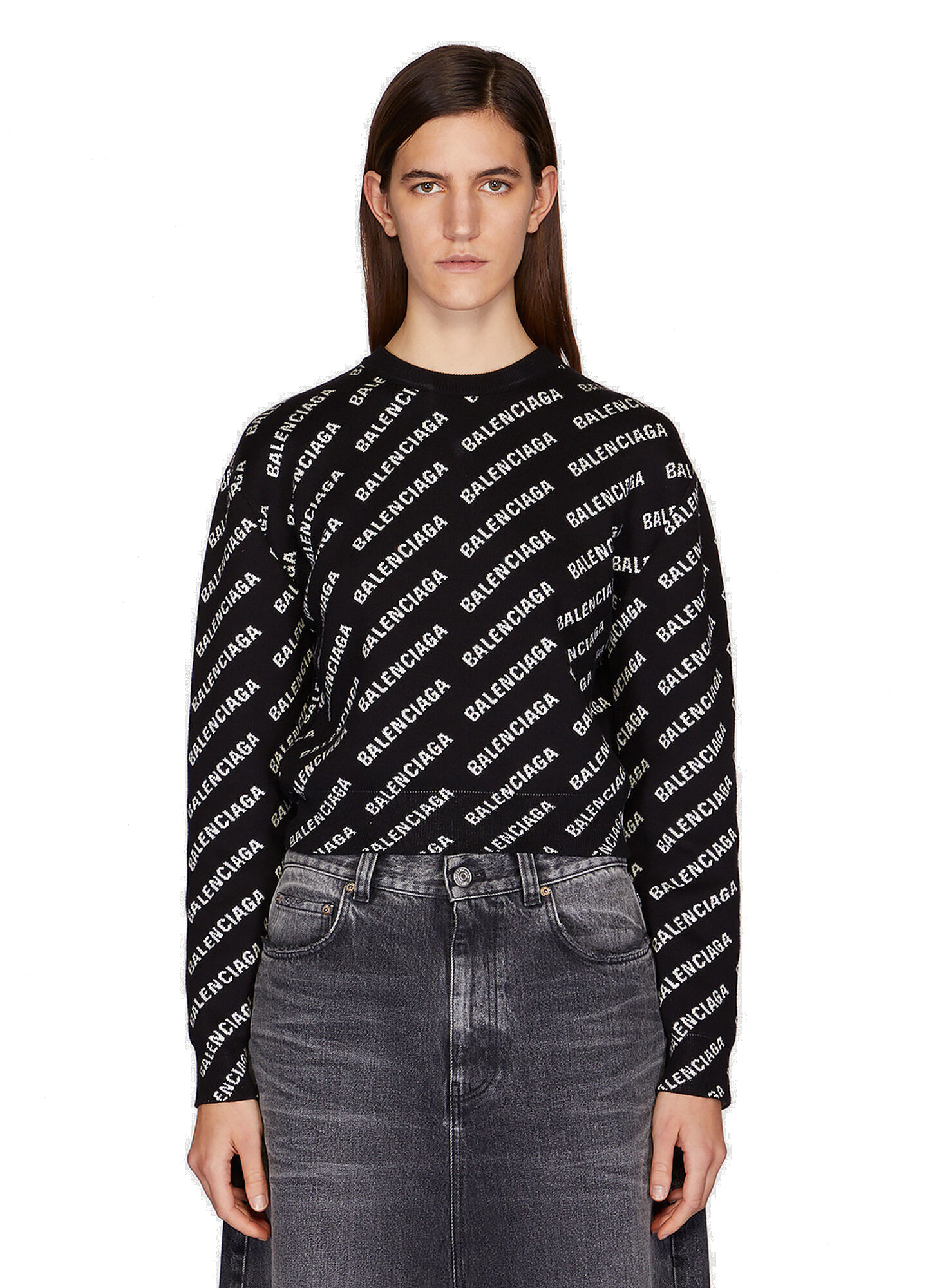 Logo Intarsia Sweater in Black Balenciaga