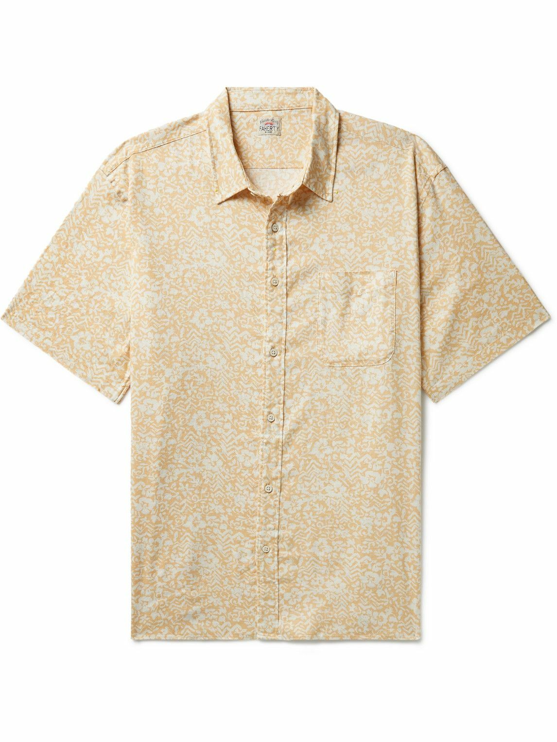 Faherty Breeze ButtonDown Collar FloralPrint Stretch HempBlend