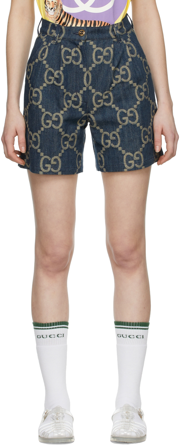 Gucci Blue Jumbo GG Denim Shorts Gucci