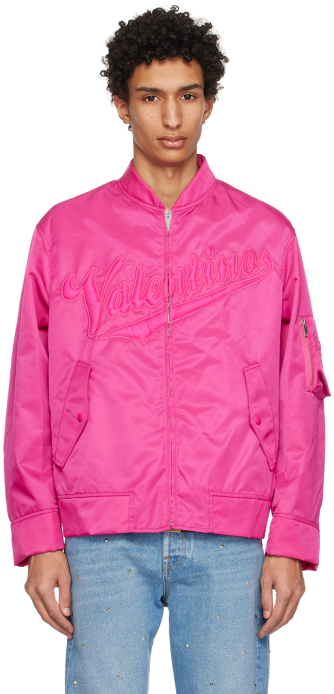 Photo: Valentino Pink Embroidered Bomber Jacket