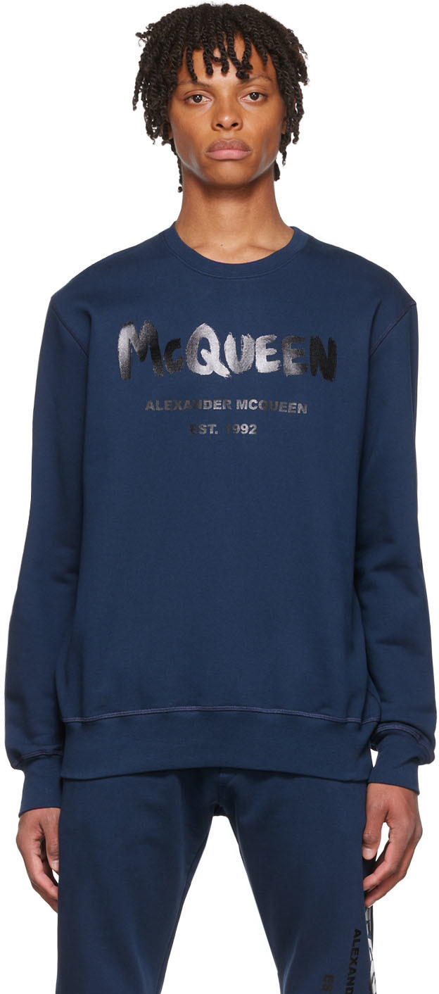 Alexander McQueen Navy Graffiti Sweatshirt Alexander McQueen