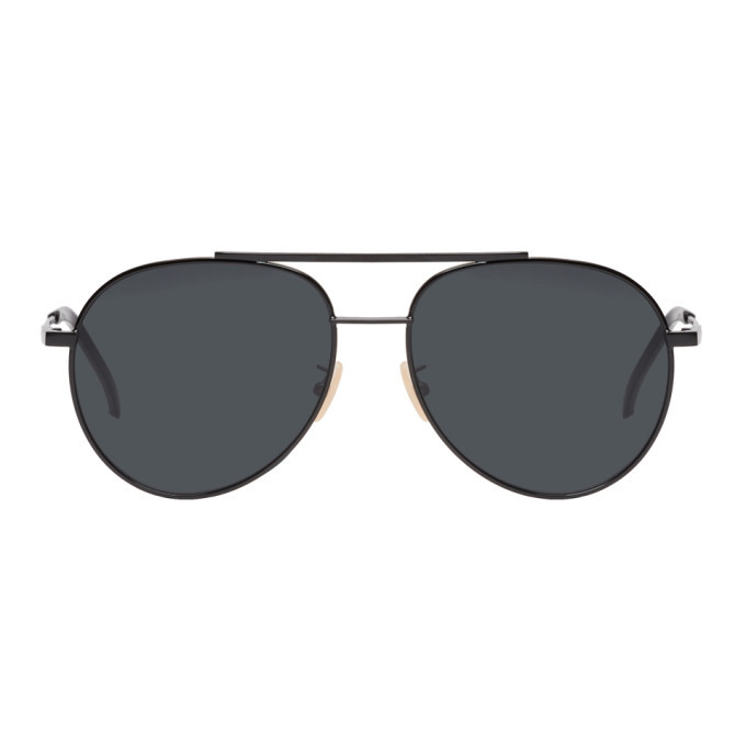 Fendi Black and Grey Aviator Sunglasses 