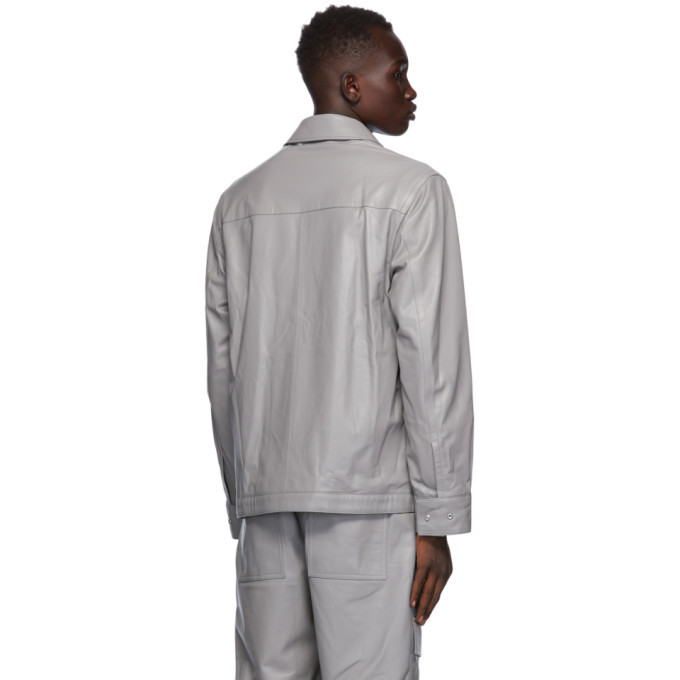 Helmut Lang Grey Leather Zip Jacket Helmut Lang