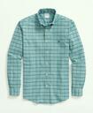 Brooks Brothers Men's Stretch Non-Iron Oxford Button-Down Collar, Check Sport Shirt | Green