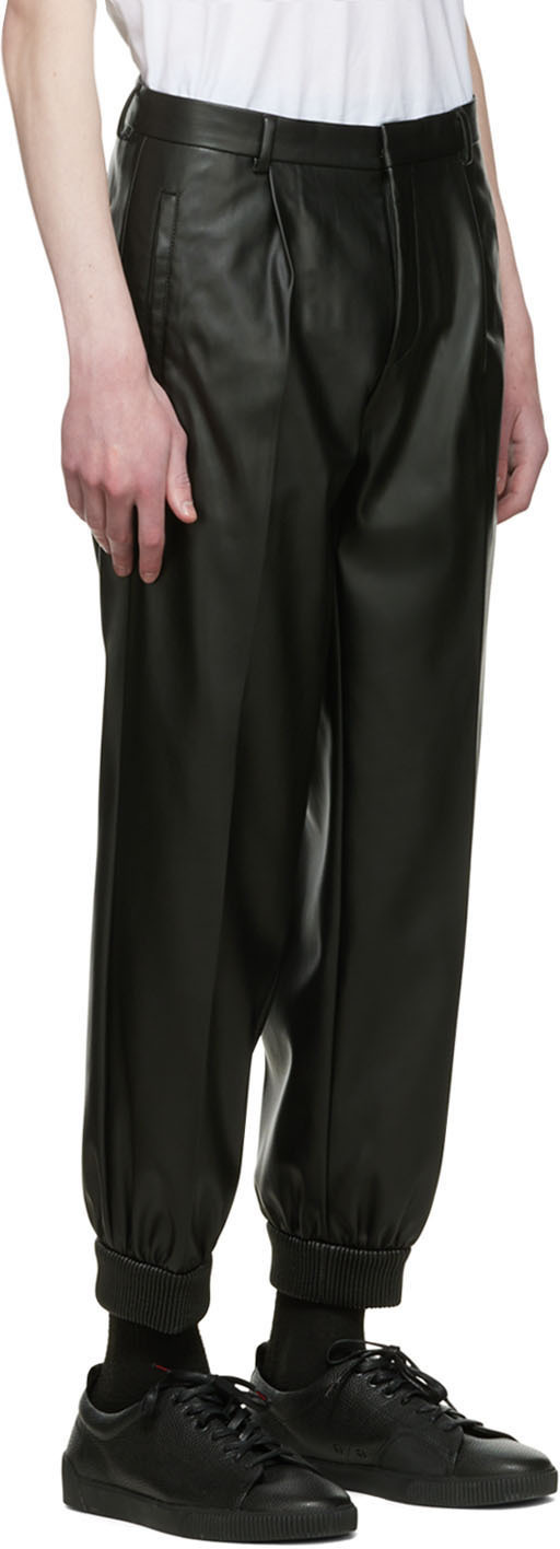 hugo boss faux leather trousers