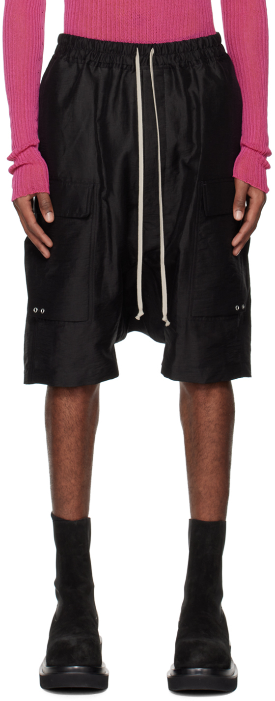 Rick Owens Black Cargo Pods Shorts Rick Owens