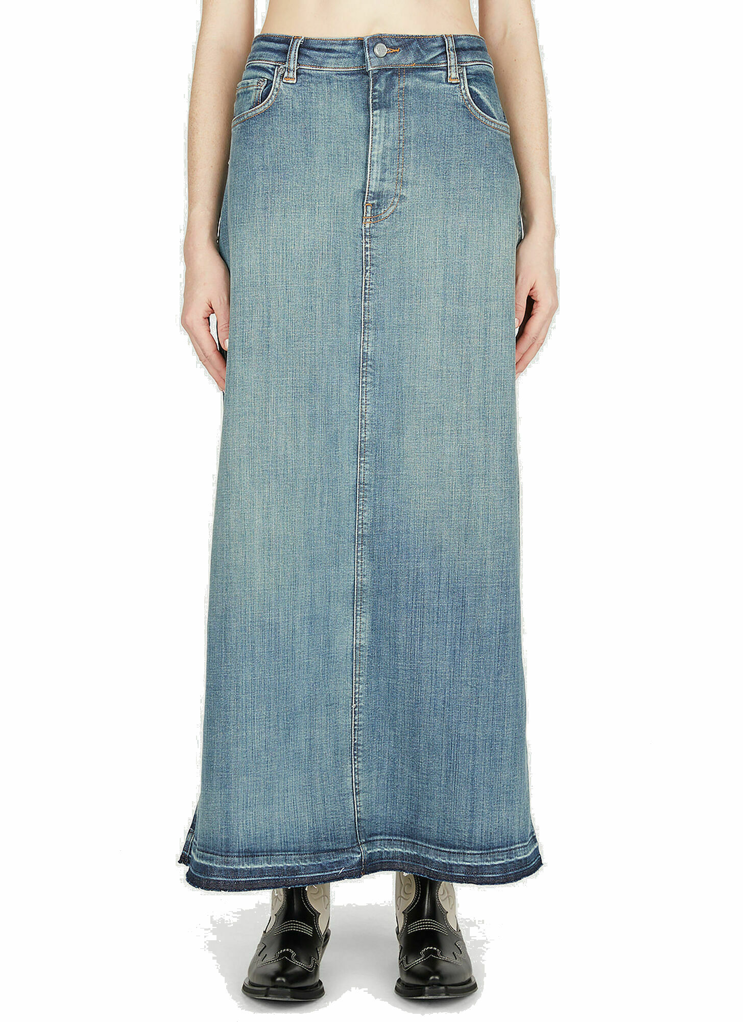 GANNI - Denim Maxi Skirt in Blue GANNI