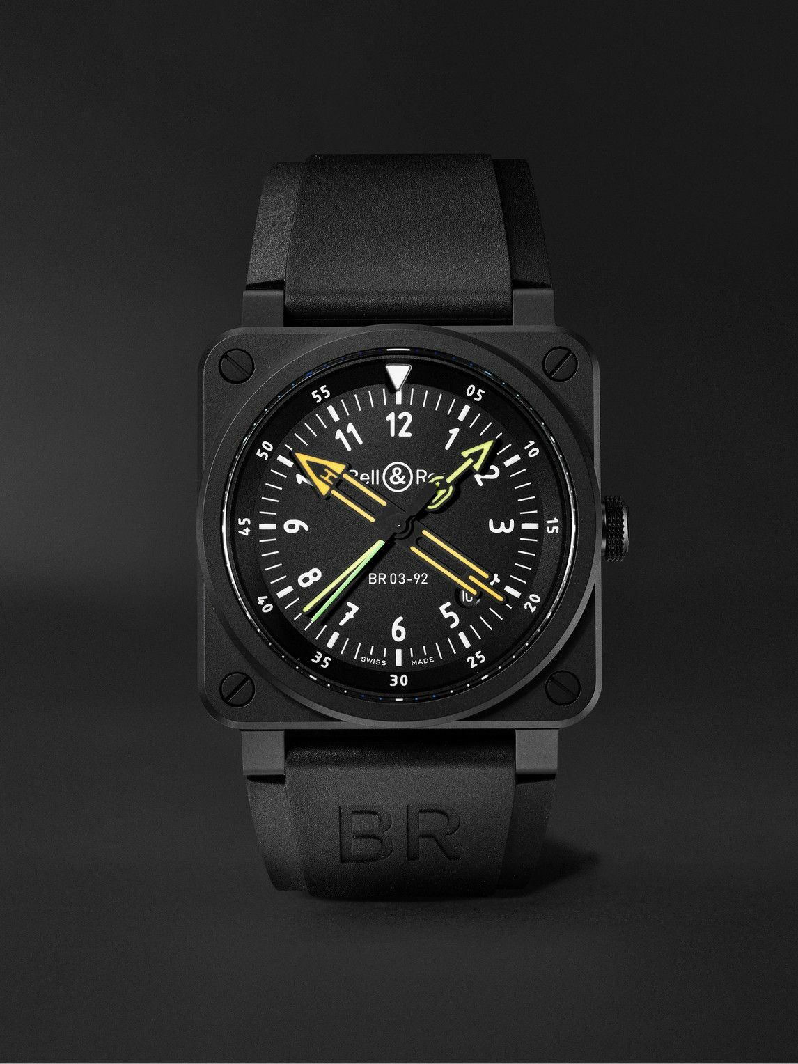 Bell & Ross - BR 03-92 Radiocompass Limited Edition Automatic 42mm Ceramic and Rubber Watch, Ref 