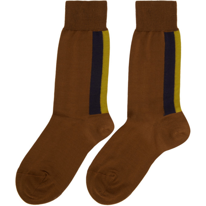 Marni Brown Striped Socks Marni