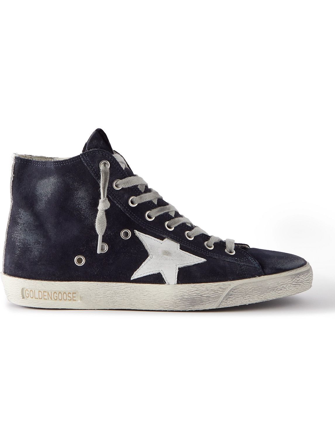 Golden Goose - Francy Distressed Leather-Trimmed Suede High-Top ...