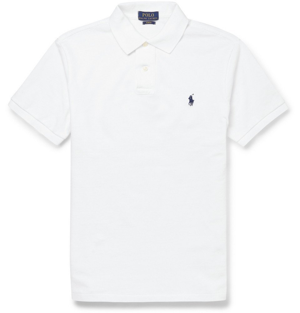 ralph lauren slim fit white polo shirt