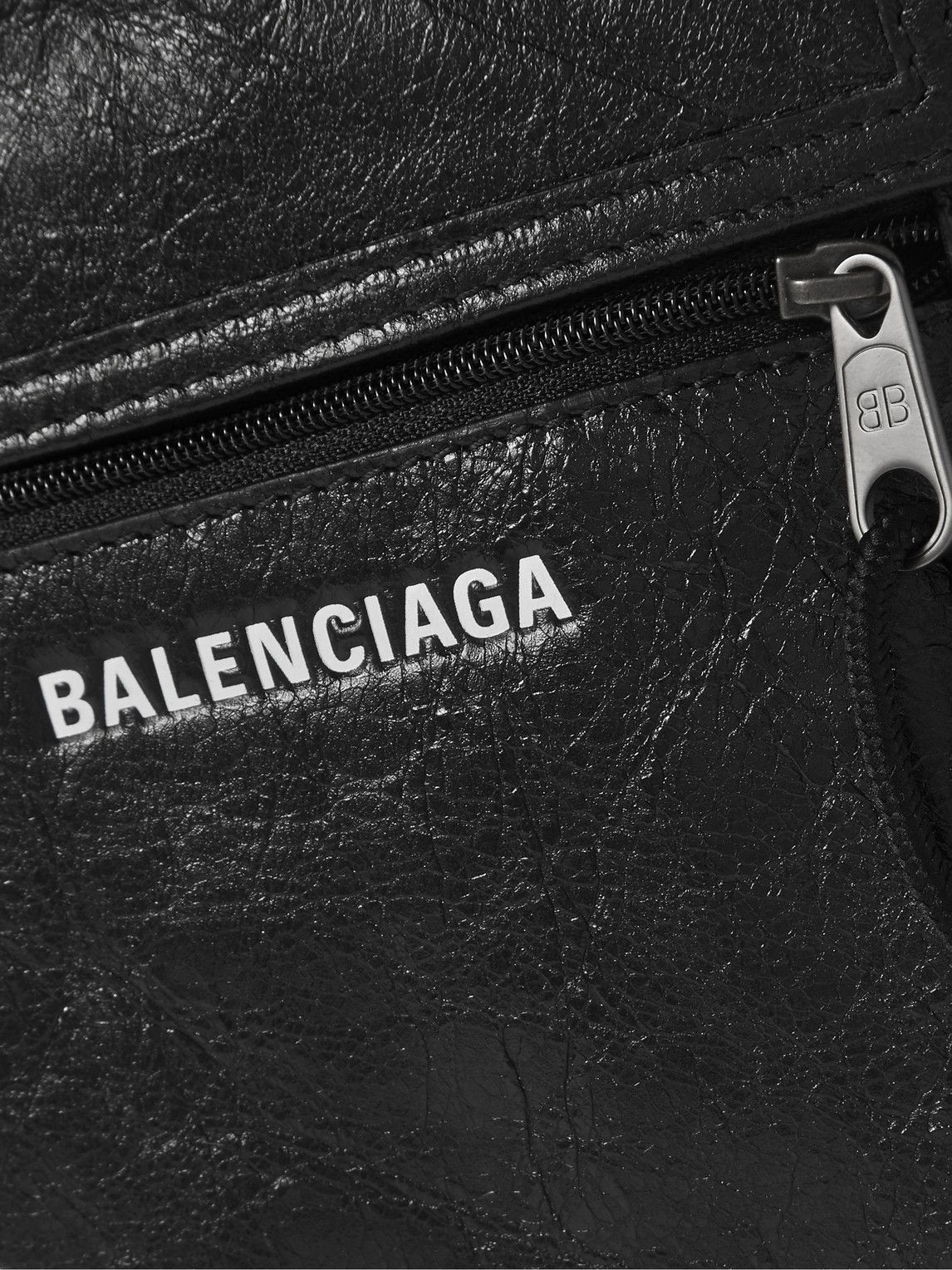 Balenciaga - Explorer Logo-Print Crinkled-Leather Messenger Bag Balenciaga