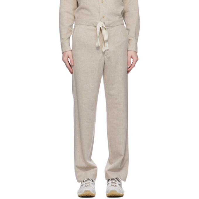 AURALEE Beige Cashmere Border Trousers Auralee